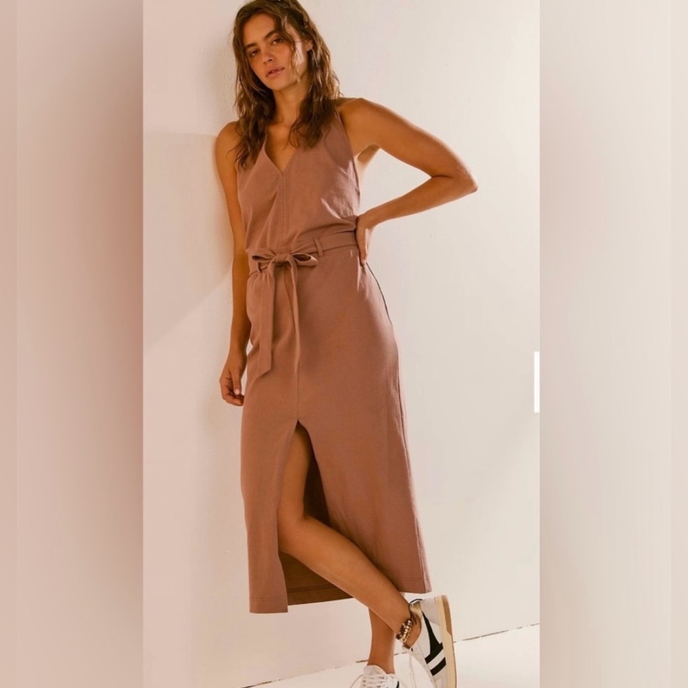 Free people Randi Midi dress brown brownie color